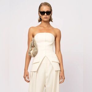 NONchalant Ivory Strapless Jumpsuit